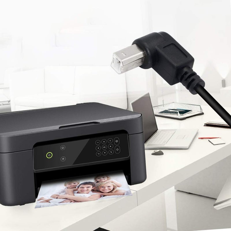 SinLoon USB 2.0 Type-B Printer Cable, 2-Pack USB B Female to Type B Male (90 Degree Down) Printer Short Extension Cable for Scanner, Mobile HDD and More (Down 2) - Image 4